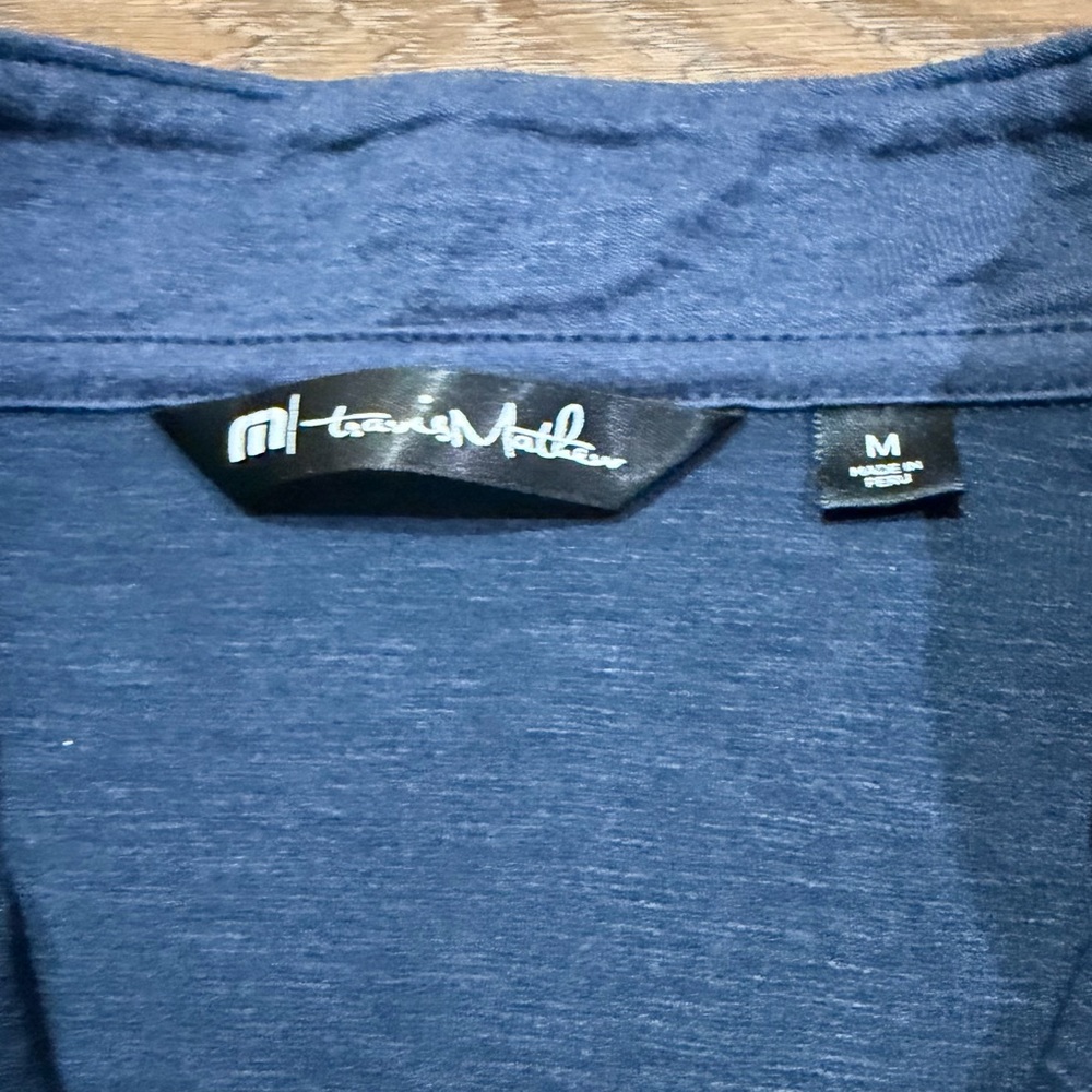 Travis Mathew Men's Blue Quarter-Zip Striped Sweater - Picture 7 of 9